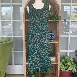 Chico’s green leopard print dress